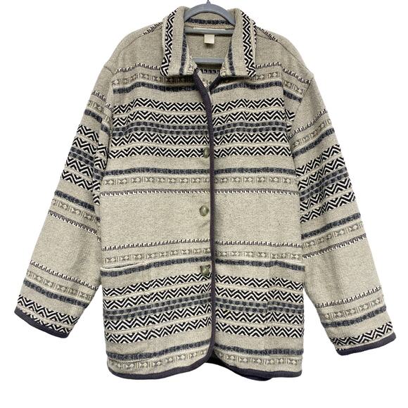 Vintage The Limited Womens Size L Oversized Printed Button Front Coat - Picture 1 of 6